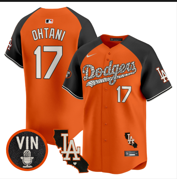 Men Los Angeles Dodgers #17 Ohtani 2025 orange Limited Stitched Jersey